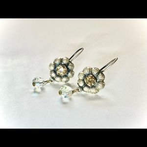 Silver and Pink Stone beaded earrings